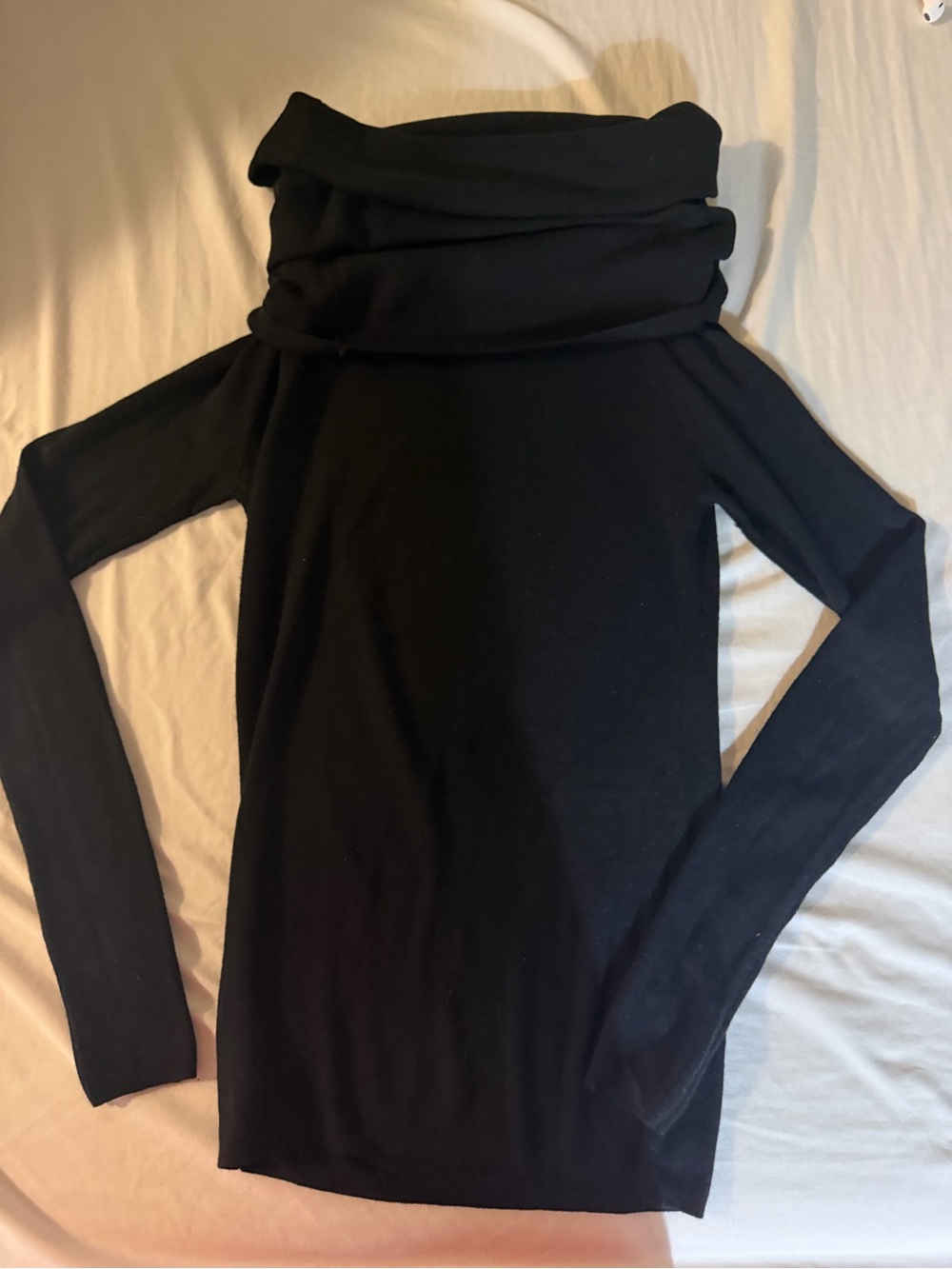 Zara Black Off-the-Shoulder Roll Neck Sweater